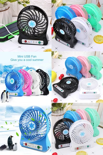 Tilbe Home Masaüstü Şarjlı Portatif Mini Fan Vantilatör Soğutucu Lambalı Öğrenci Yatak Odası Ofis için İdeal - 2