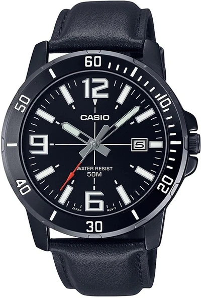 CASIO MTP-VD01BL-1BVUDF SİYAH DERİ KORDON ERKEK KOL SAATİ