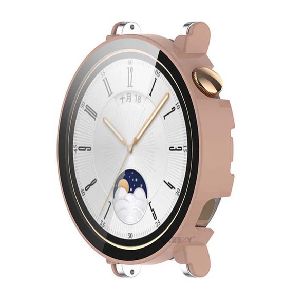Sneezy Huawei Watch Gt4 41mm PC Sert Kasa Ve Ekran Koruyucu  Pembe - Resim 3