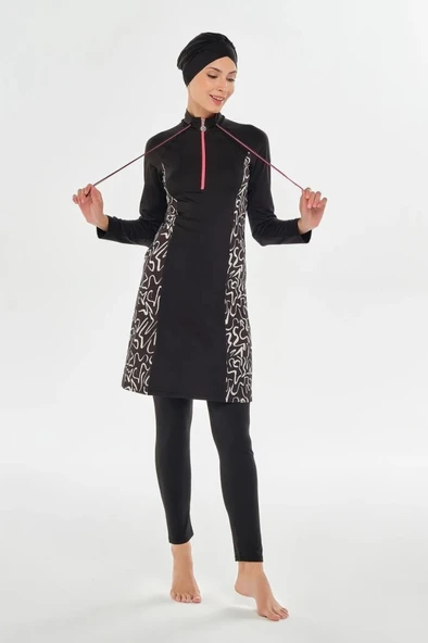 Maresiva 252108 Nature Siyah Tam Boy Tasarım Tesettür Mayo - 4