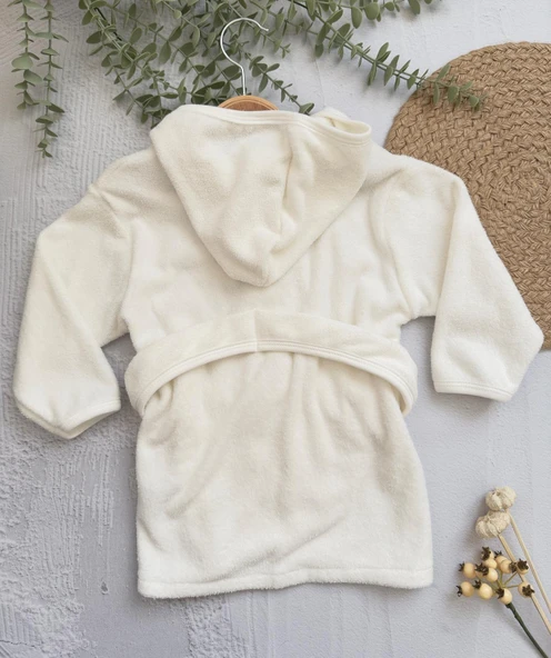 Çocuk Bornozu, Kapüşonlu UZAY Temalı , %100 Pamuklu Yüksek Su Emici Özelliği , OEKO-TEX Sertifikalı - 7