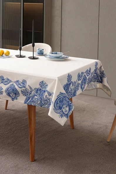 Azure Blue, Yemek Masası, Mutfak Masası Takımı, Masa Örtüsü,Runner,6AmerikanServis,6KumaşPeçete - 7