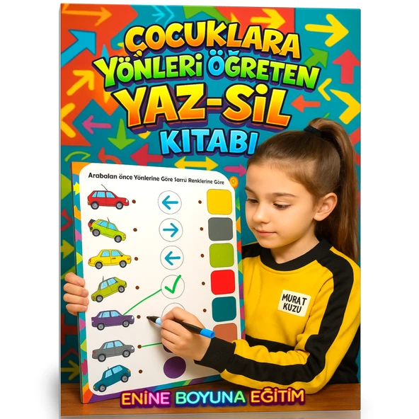 3-9 YAŞ Çocuklara Yönleri Öğreten YAZ-SİL Kitabı
