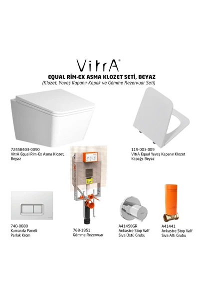 Vitra Equal Rim-Ex Asma Klozet Ve Soft Kapak Seti - Beyaz