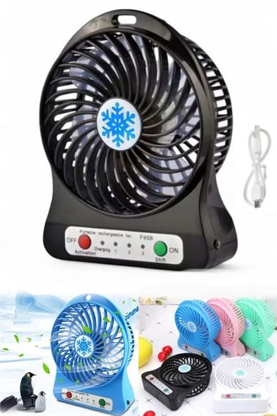 Tilbe Home Masaüstü Şarjlı Portatif Mini Fan Vantilatör Soğutucu Lambalı Öğrenci Yatak Odası Ofis için İdeal