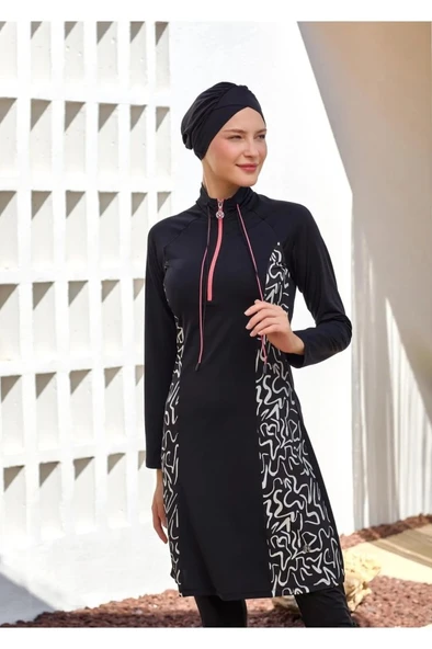 Maresiva 252108 Nature Siyah Tam Boy Tasarım Tesettür Mayo - 7
