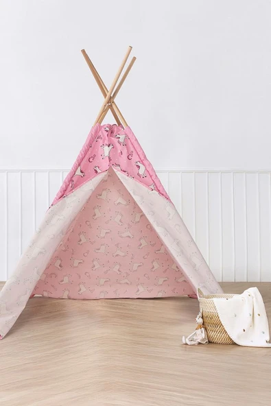 Çocuk Oyun Çadırı Ahşap Direkli Geniş Oyun Evi 150x150x200 cm - 4