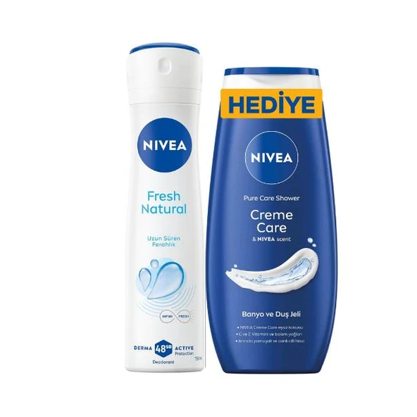 Nivea Fresh Natural Deodorant 150 ml + Creme Care Banyo ve Duş Jeli 250 ml ürün görseli