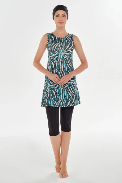 Maresiva 252607  Royal Siyah Japone Kol Tasarım Yarı Kapalı  Mayo - Resim 7