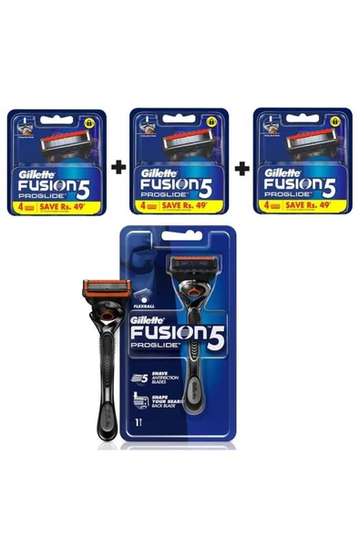 Gillette Fusion5 Proglide Flexball Tıraş Makinesi Yedek Tıraş Bıçağı 4'lü 3 Adet