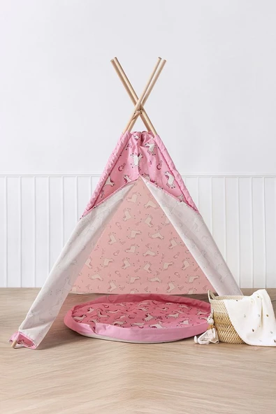 Çocuk Oyun Çadırı Ahşap Direkli Geniş Oyun Evi 150x150x200 cm - 6