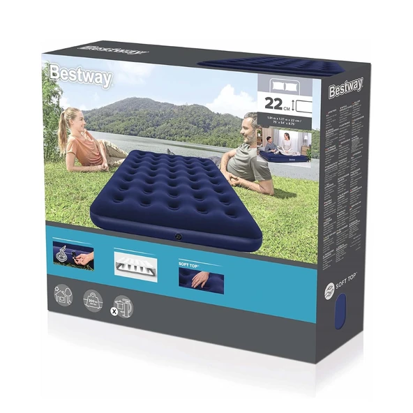 Bestway 67002 Çift Kişilik Flok Şişme Kamp Yatağı 191cm X 137cm X 22cm