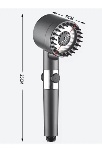 Yuen Duş Başlığı 3 Farklı Mod Masajlı Duş Başlılığı Silikon Hortum Ve Tutacak Set Şeklinde - Resim 5
