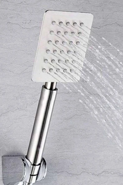 Lamiaseta Supor Kare Paslanmaz Inox Duş Başlığı Ve El Duş Seti 2 Li, Tepe Duş Başlığı - Resim 2