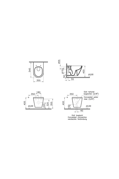 Vitra Integra Round 7062L003-0850 Rim-Ex Asma Klozet, 54 Cm, Beyaz - 6