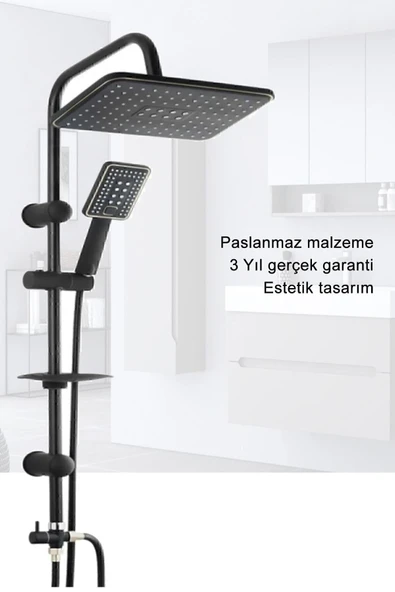 Vsa Siyah Robot Yağmurlama Duş Seti Mix Siyah Banyo Lavabo Bataryası Seti - 4