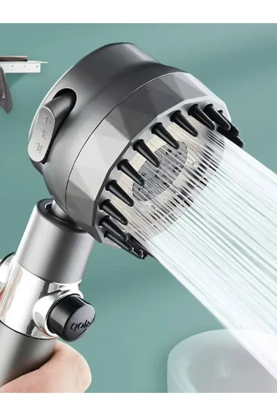 Yuen Duş Başlığı 3 Farklı Mod Masajlı Duş Başlılığı Silikon Hortum Ve Tutacak Set Şeklinde - Resim 2