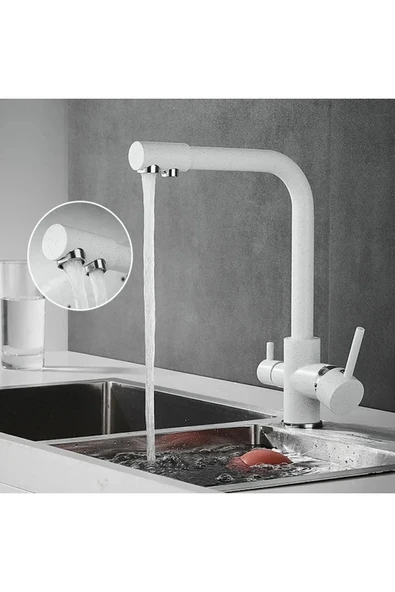 Yeni Beyaz Aritmali Batarya Beyaz Arıtmalı Mutfak Bataryası 3Girisli Batarya - Resim 2