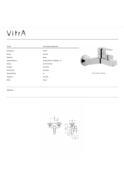 Artema Fold S A42535 Banyo Bataryası, Krom - 3