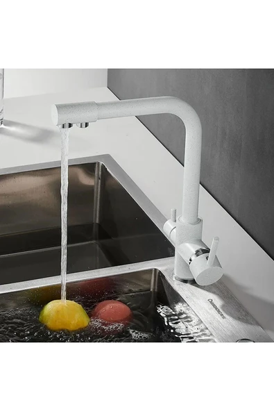 Yeni Beyaz Aritmali Batarya Beyaz Arıtmalı Mutfak Bataryası 3Girisli Batarya ürün görseli 1