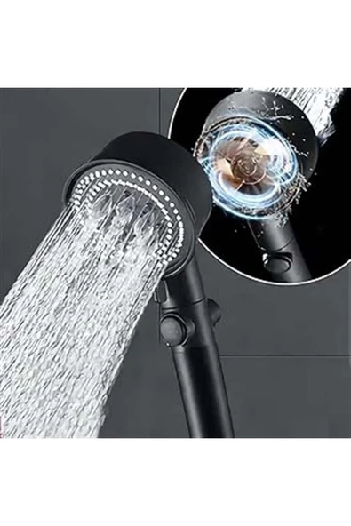 Starnewstore Rom 5 Fonksiyonlu Duş Başlığı - Turbo Fan Duş Başlığı - Siyah Romshp 1067323