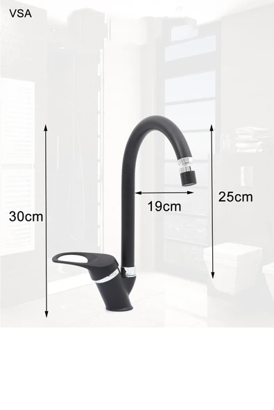 Vsa Mat Delta Siyah Robot Yağmurlama Tepe Duş Seti Banyo Lavabo Evye Batarya Seti - 3