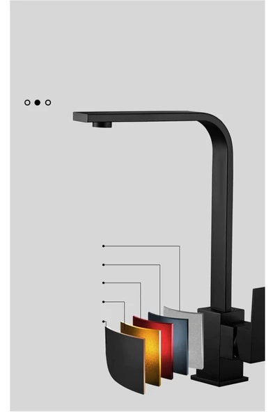 Vsa Siyah Kare Kuğu Mutfak Bataryası 360 Derece Döner Borulu - Resim 6