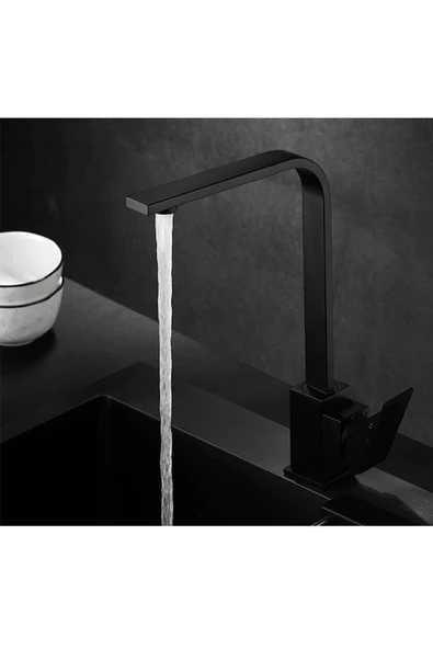Vsa Siyah Kare Kuğu Mutfak Bataryası 360 Derece Döner Borulu - Resim 5