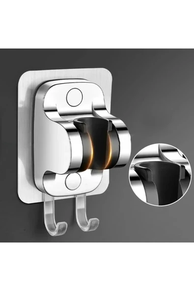 Keyfi Sepet Yapışkanlı Duş Başlığı Tutucu , Ayarlanabilir Su Geçirmez Yapışkanlı Mafsal Chrome - 3