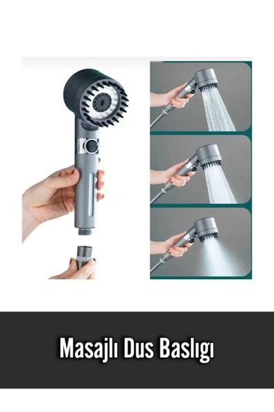 Canero Masajlı Çok Fonksiyonlu Ayarlanabilir Filtreli Arıtmalı Krom Duş Başlığı El Duşu Lüks Kalite - 4