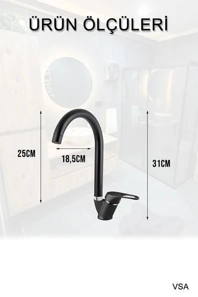 Vsa Siyah Robot Siyah Tepe Yağmurlama Duş Seti Mutfak Banyo Lavabo Bataryası Set - 4