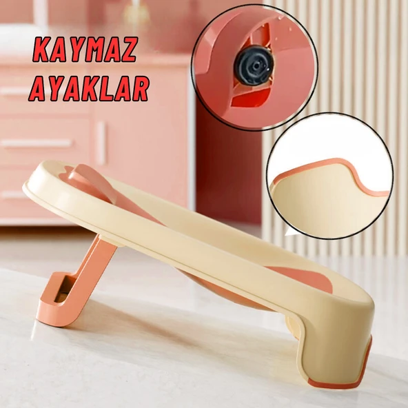Katlanabilir Silikon Bebek Besleme ve Yıkama Banyo Oturağı Alt Değiştirme Sehpası Pembe - 3