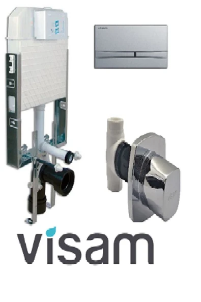 Visam Gömme Rezervuar Seti Slim 80 (3/6 Lt ) + Mat Krom Kumanda Paneli + Ankastre Vana Seti - 2