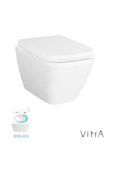 Vitra İntegra Square Kare Rimex Kanalsız Asma Klozet+Vitra Yavaş Kapak (7082L003-0090)