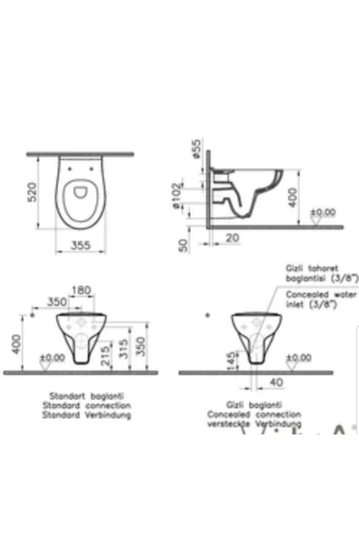 Vitra 7741B003-0850 S 10 Rim-Ex (Kanalsız) Asma Klozet - Kapak Dahil - Kapak Kodu: 23-003-001 - 3