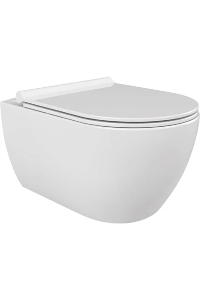 Turkuaz City Rimless Asma Klozet + Yavas Kapak Mat Beyaz