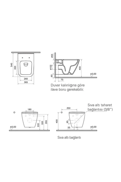 Vitra Integra Kanalsız Rimex Asma Klozet Slim Yavaş Kapanan Kapak - 3