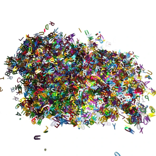 Karışık Glitter Harf Epoksi Reçine Harfleri 100 GRAM  Metalik Renk Karışık