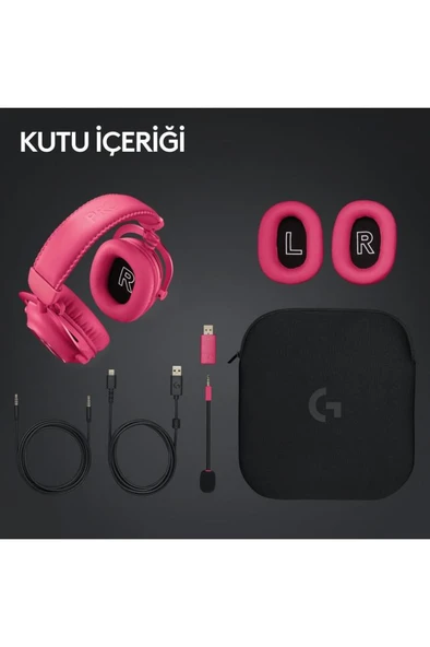 Logitech G Pro X 2 Lightspeed Pembe 7.1 Kablolu/Kablosuz Kulak Üstü Oyuncu Kulaklığı Teşhir - 9