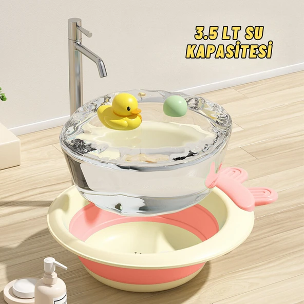Katlabilir Yenidoğan Bebek ve Çocuk Banyo Yıkama Kovası - 3