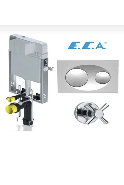 Eca Serel Smooth Klozet Gömme Rezervuar + Buton + Hay Ankastre Taharet Musluğu