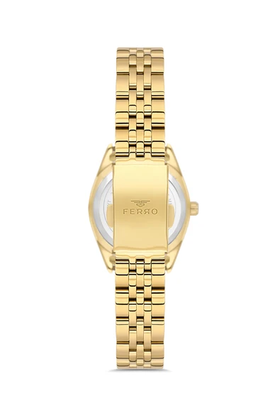 Ferro FL21618AWT-B6 Quartz Çelik Altın Rengi Yeşil Kadran 28 mm Kadın Kol Saati - 4