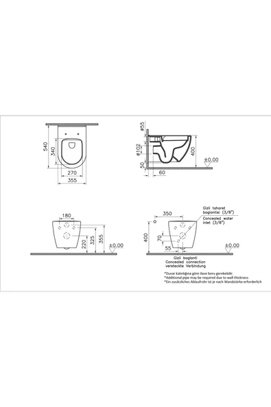 Vitra Ardea 7510B003-6345 Round Smoothflush Asma Klozet-Kapak Seti, Beyaz - 7