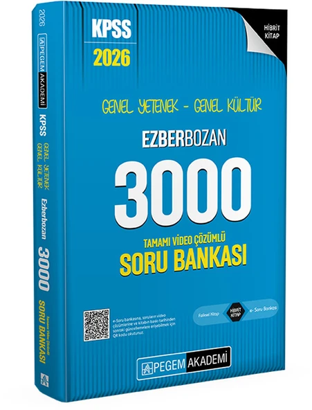 Pegem 2026 KPSS Genel Yetenek Genel Kültür EZBERBOZAN 3000 Soru Bankası Tek Kitap Pegem Akademi - 2