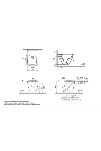 Vitra İntegre Square 7082L003-0090 Rim-Ex Asma Klozet - 7