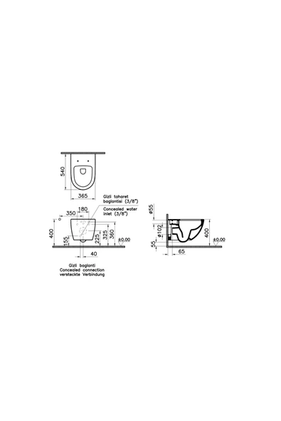 Vitra Sento 7748B070-0559 Rim-Ex Asma Klozet, 54 Cm, Siyah - 3