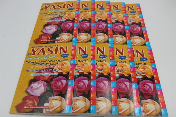 Hediyelik 10 Adet Ekonomik Sesli Yasin-i Şerif Açıklamalı ve Mealli Sarı 80shf Orta Boy(17x24cm) - 2