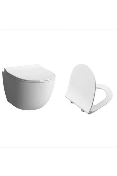 Vitra Sento Rim-Ex Kanalsız Asma Klozet +Vitra Slim Soft Klozet Kapağı