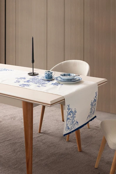 Elysian Blue Premium Serisi Duck Keten Runner, Kaymaz, 45x140 - 7