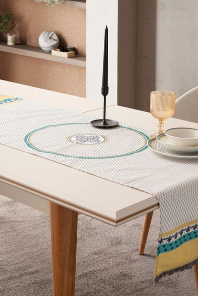 Safran Luxe, Duck Keten Runner, Premium Seri Kaymaz Runner 45x140 - 3